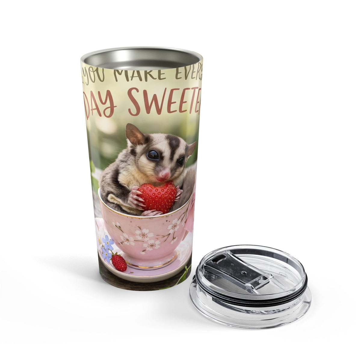 20oz Cute Sugar Glider Strawberry Garden Tumbler