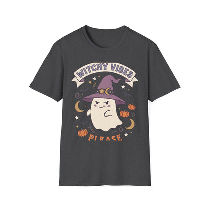 Witchy Vibes T‑Shirt — Cute Ghost Witch Halloween Tee