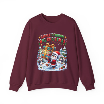 Penguin Christmas Crewneck Sweatshirt — "Small Penguin Big Christmas" Holiday Pullover