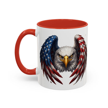 American Flag Eagle Coffee Mug – Patriotic Bald Eagle Accent Mug (11/15 oz)