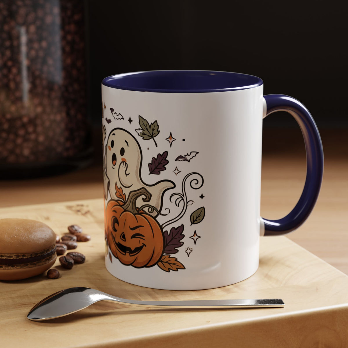 Halloween Ghosts & Pumpkins Coffee Mug — Cute Spooky Accent Mug (11/15oz)