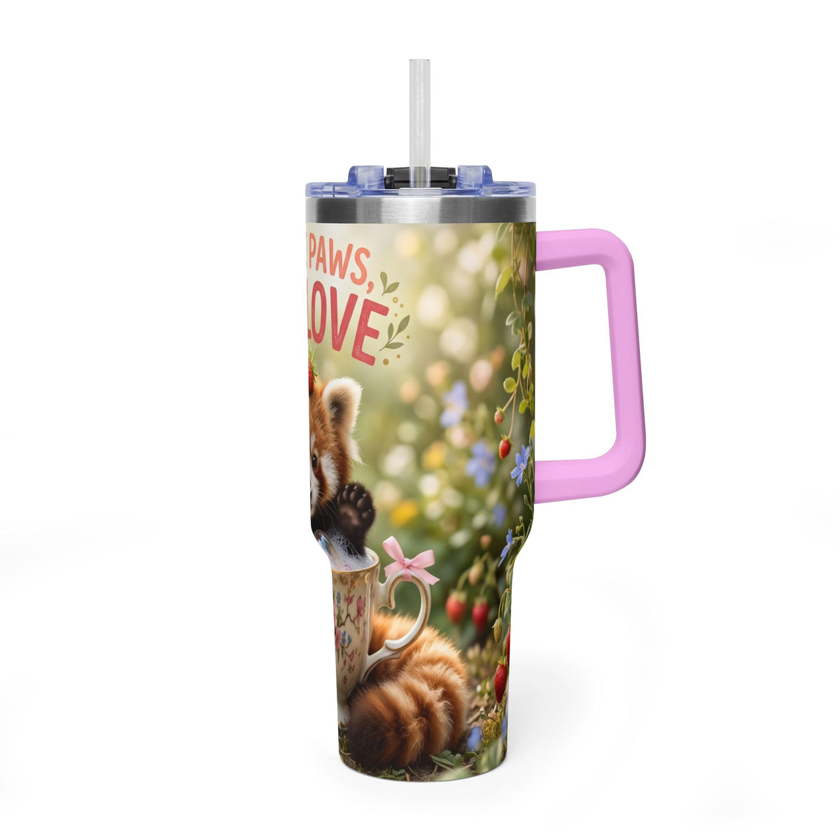 Little Paws Big Love Red Panda 40oz Vacuum Thermal Tumbler
