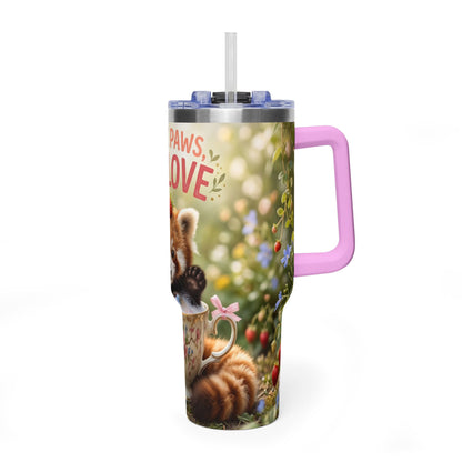 Little Paws Big Love Red Panda 40oz Vacuum Thermal Tumbler