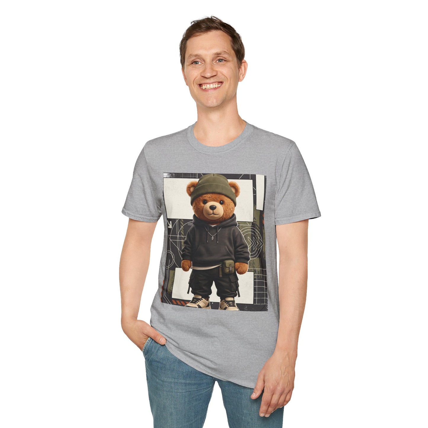 Teddy Bear Graphic T-Shirt — Streetwear Teddy in Beanie & Hoodie