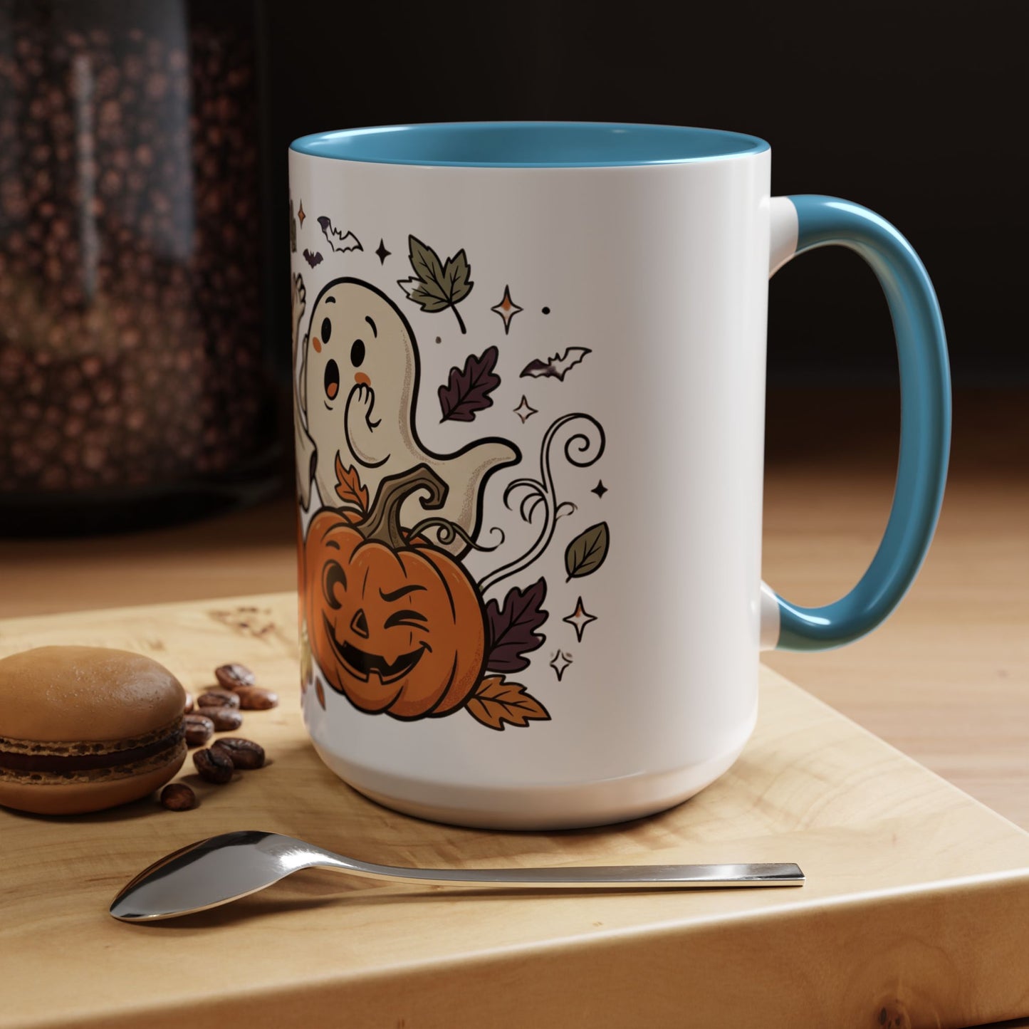 Halloween Ghosts & Pumpkins Coffee Mug — Cute Spooky Accent Mug (11/15oz)