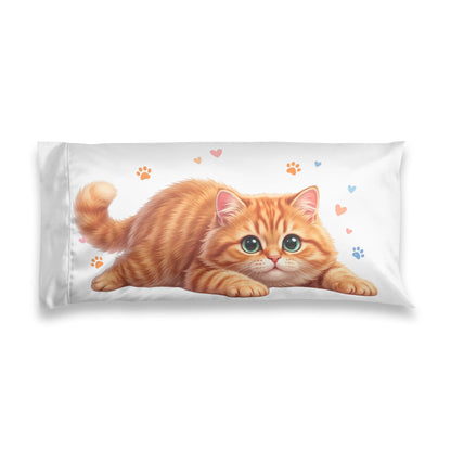 Satin Pillowcase — Adorable Orange Kitten Print for Cat Lovers