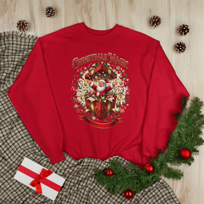 Christmas Magic Crewneck Sweatshirt — Santa Gift Box Holiday Pullover