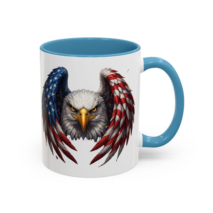 American Flag Eagle Coffee Mug – Patriotic Bald Eagle Accent Mug (11/15 oz)