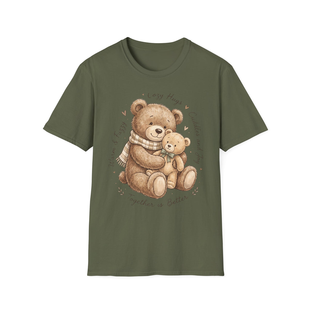 Cozy Hugs Teddy Bears T-Shirt — Cute Mom & Baby Bear Illustration