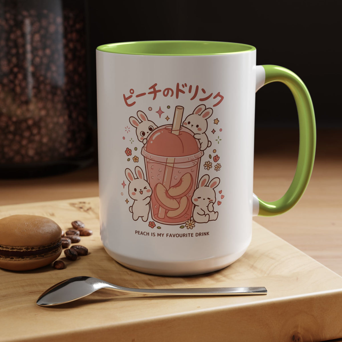 Peach Drink Bunny Mug — Cute Kawaii Coffee Tea Cup (11/15oz)