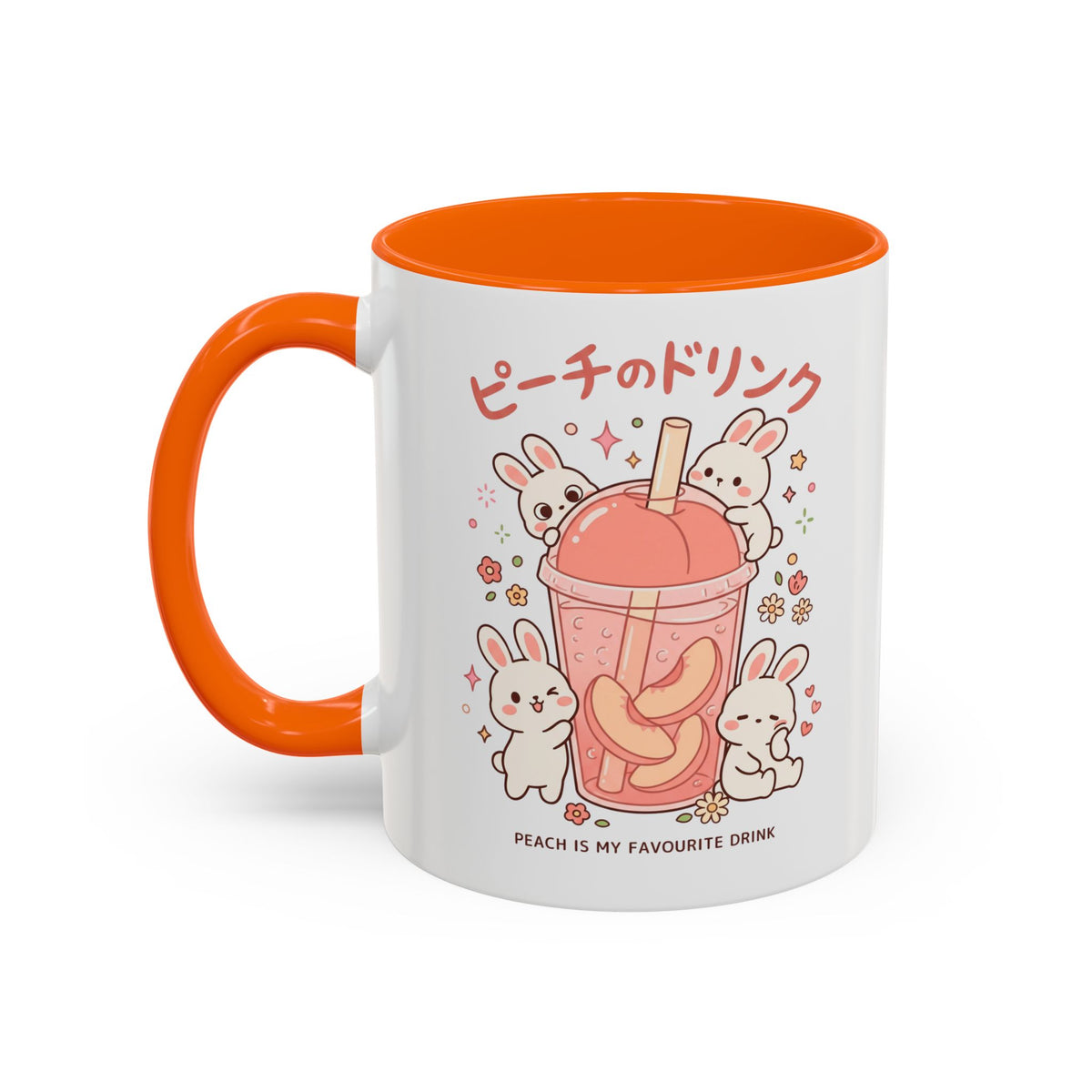 Peach Drink Bunny Mug — Cute Kawaii Coffee Tea Cup (11/15oz)