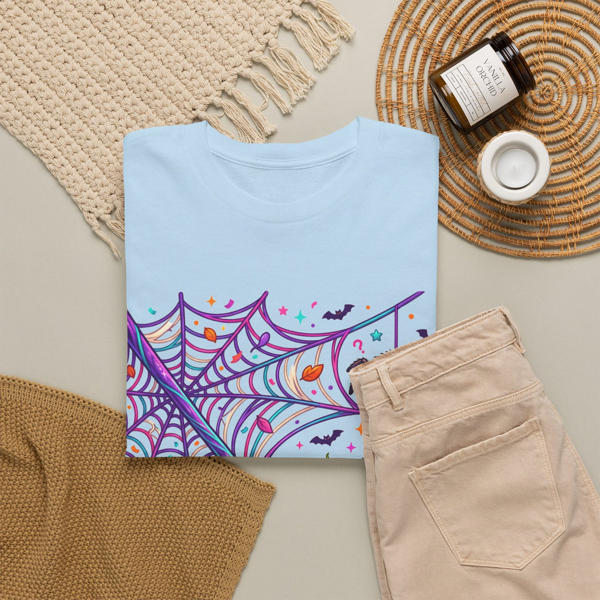 Pumpkin Spider Web Halloween T‑Shirt — Cute Spooky Pumpkin Cartoon Tee