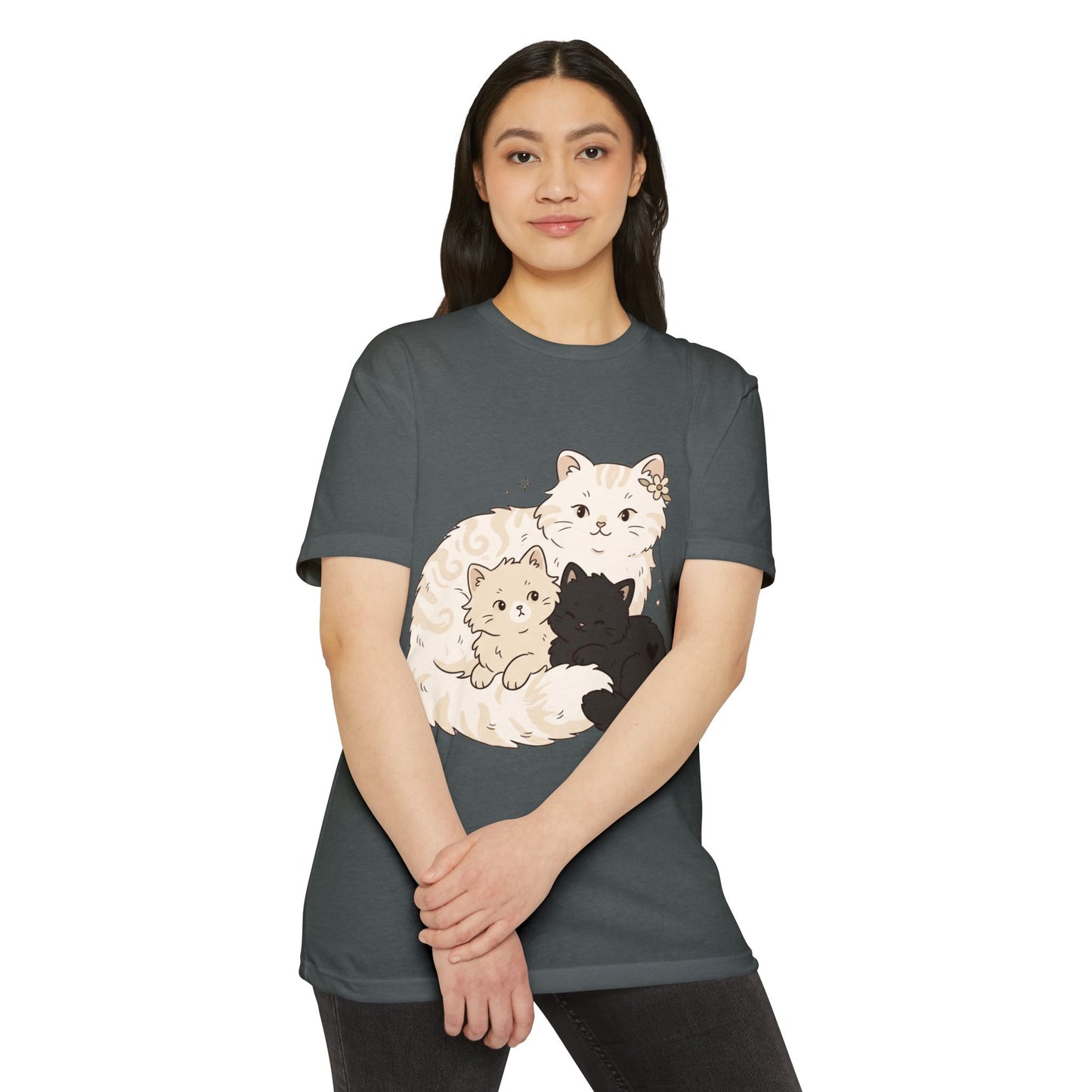 Cat Family Graphic Tee — Cute Mama Cat with Kittens T-Shirt