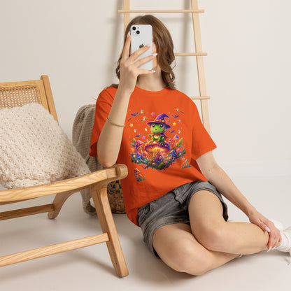 Cute Witch Frog T‑Shirt — Magical Mushroom Halloween Tee