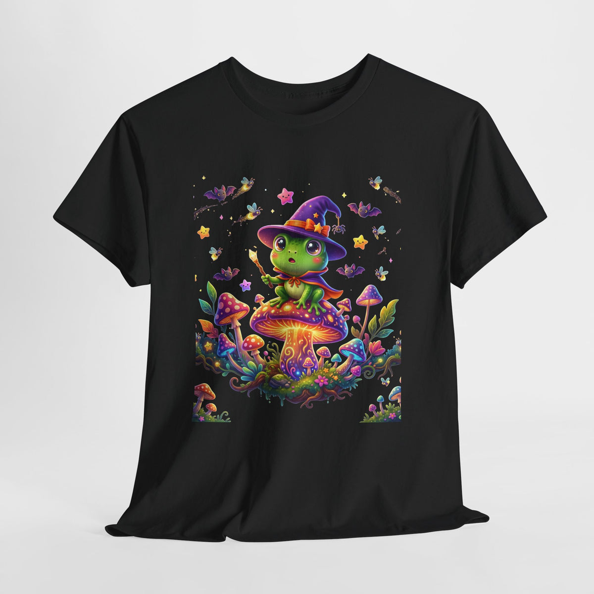 Cute Witch Frog T‑Shirt — Magical Mushroom Halloween Tee