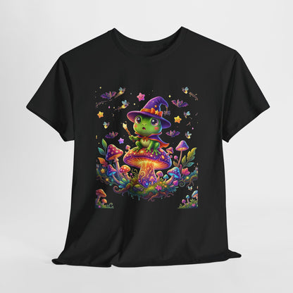 Cute Witch Frog T‑Shirt — Magical Mushroom Halloween Tee