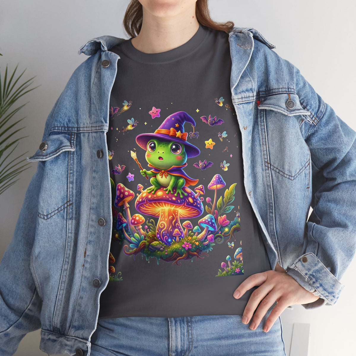 Cute Witch Frog T‑Shirt — Magical Mushroom Halloween Tee