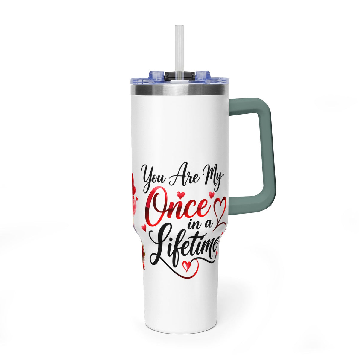40oz Love-Themed Thermal Tumbler with Handle