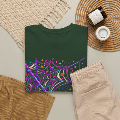 Pumpkin Spider Web Halloween T‑Shirt — Cute Spooky Pumpkin Cartoon Tee