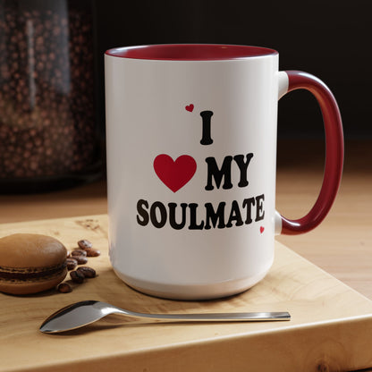 I Love My Soulmate Accent Coffee Mug