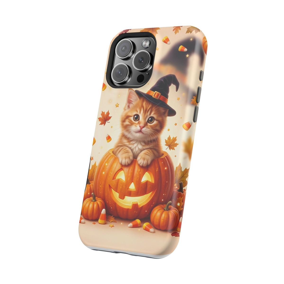 Halloween Kitten Pumpkin Phone Case — Magnetic Impact-Resistant