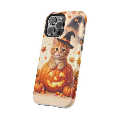 Halloween Kitten Pumpkin Phone Case — Magnetic Impact-Resistant