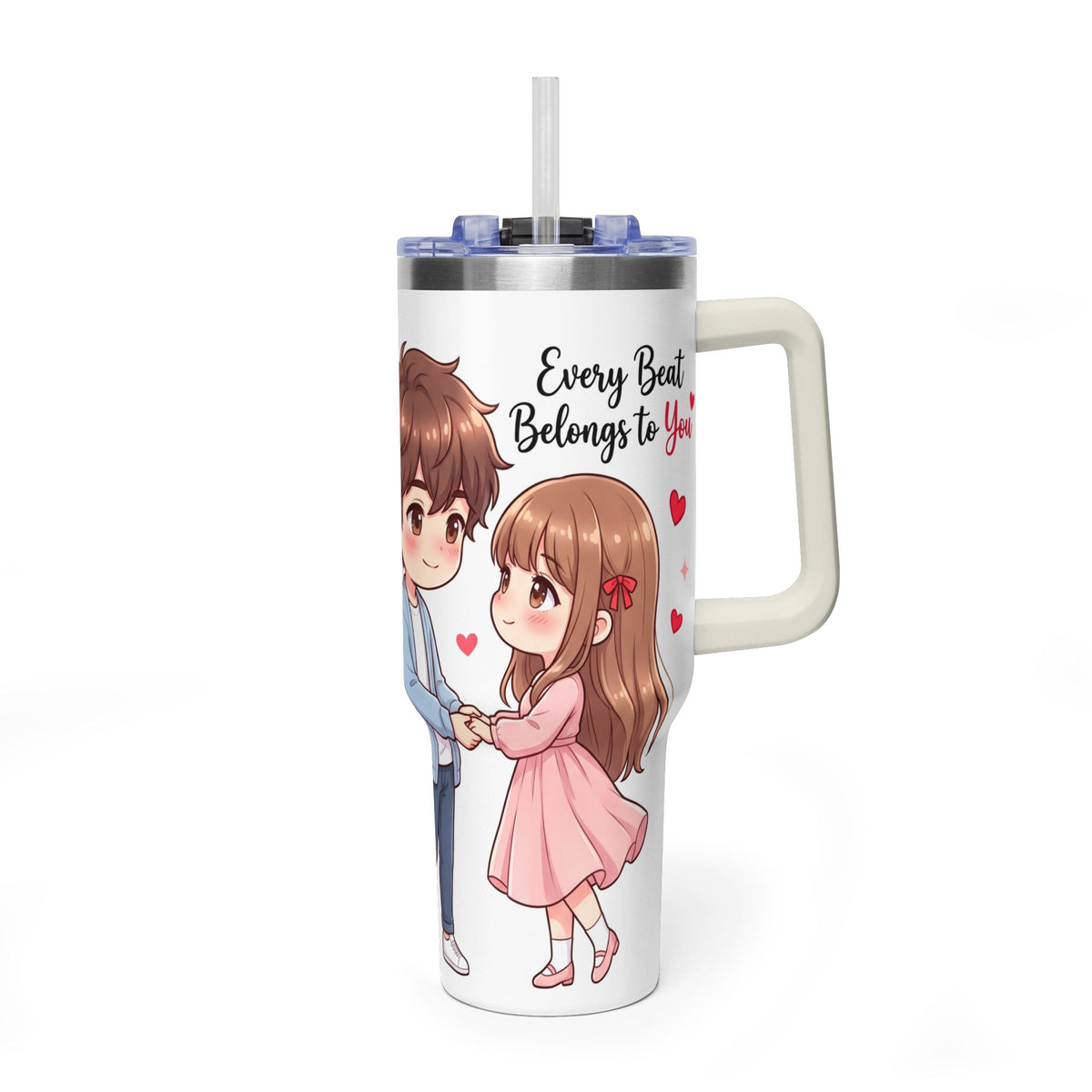 Cute Anime Boy Love Hearts 40oz Travel Tumbler