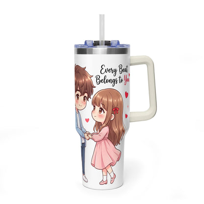 Cute Anime Boy Love Hearts 40oz Travel Tumbler