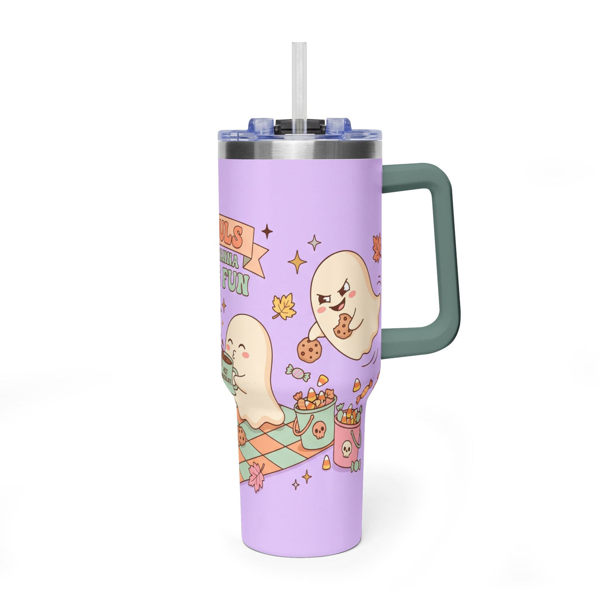 40oz Tumbler – “Ghouls Just Wanna Have Fun” Halloween Ghosts & Pumpkins