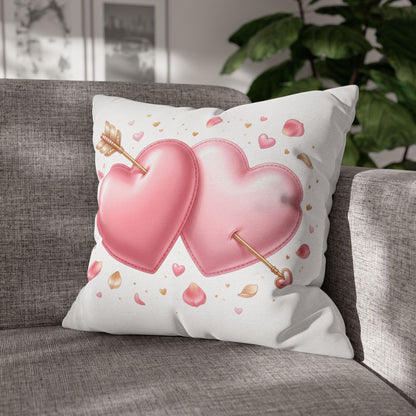 Valentine Pink Double Heart Arrow Decorative Pillowcase