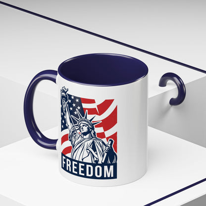 Freedom Statue Accent Coffee Mug — Patriotic Liberty 11/15oz