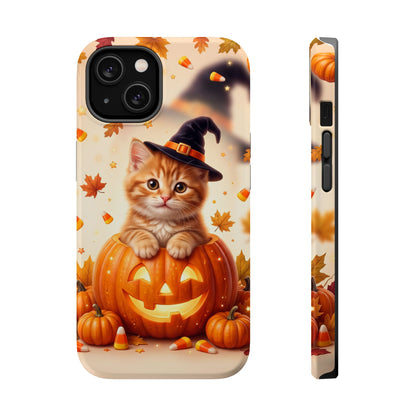 Halloween Kitten Pumpkin Phone Case — Magnetic Impact-Resistant