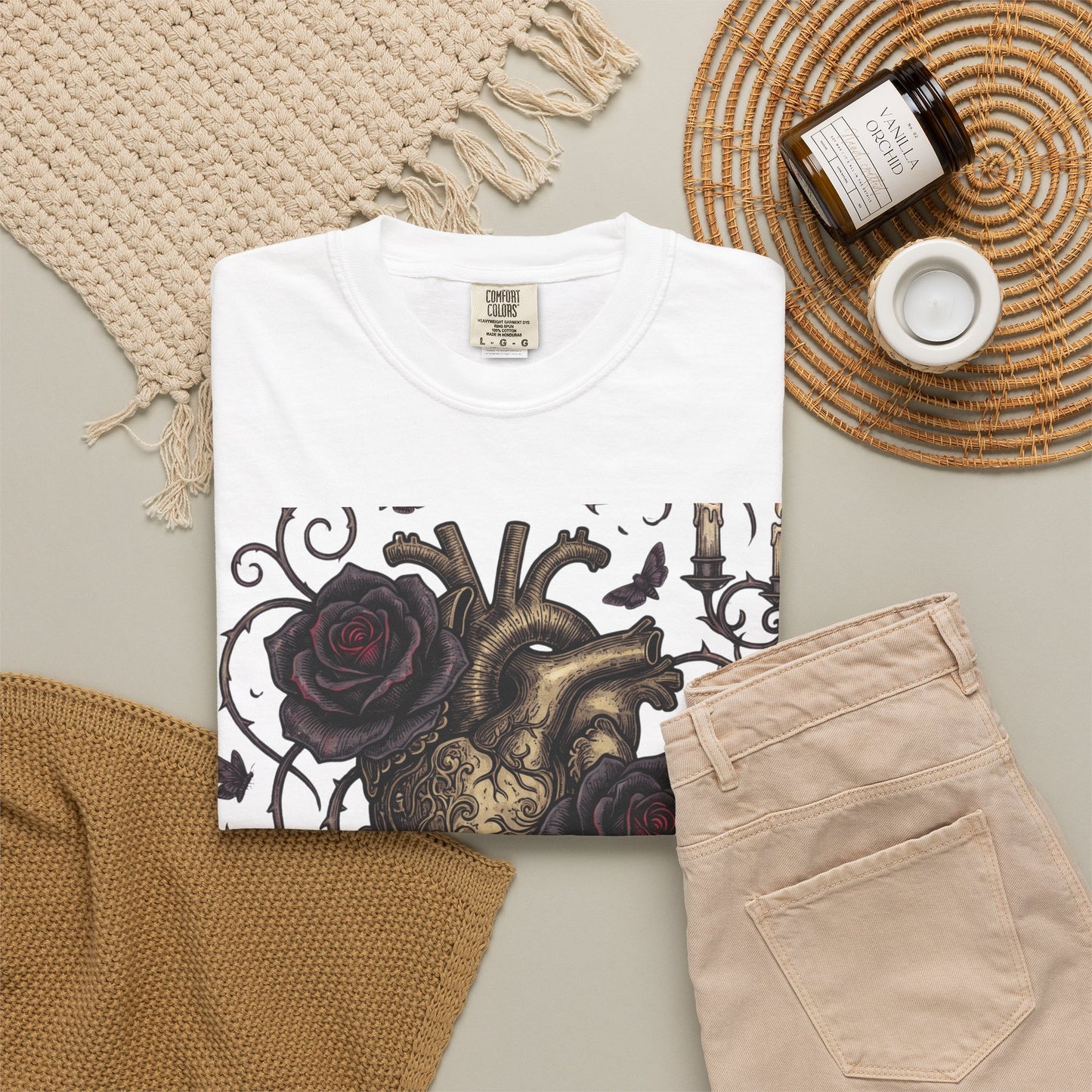 Love Never Dies Heart T-Shirt — Gothic Rose "Forever After Dark" Tee