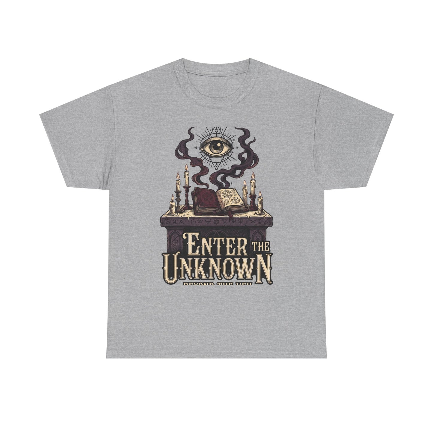Occult Graphic Tee — "Enter the Unknown" Mystic Eye & Spellbook T-Shirt