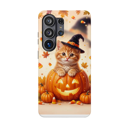 Halloween Kitten Pumpkin Phone Case — Magnetic Impact-Resistant