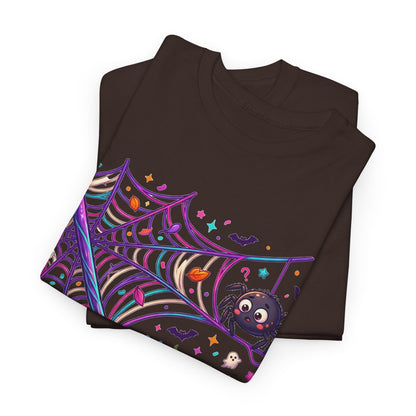 Pumpkin Spider Web Halloween T‑Shirt — Cute Spooky Pumpkin Cartoon Tee