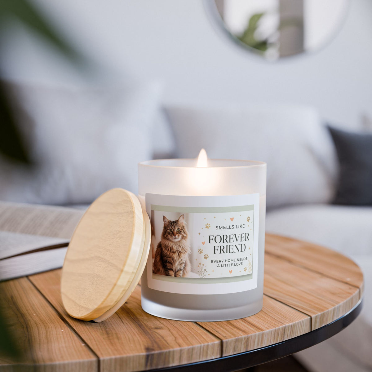 Forever Friend Cat Candle — Frosted 11oz Scented Glass