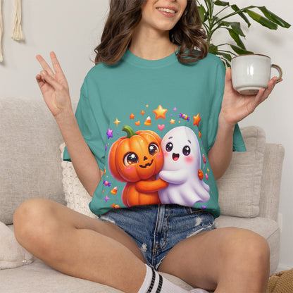 Halloween Pumpkin & Ghost T-Shirt — Cute Spooky Friends Graphic Tee