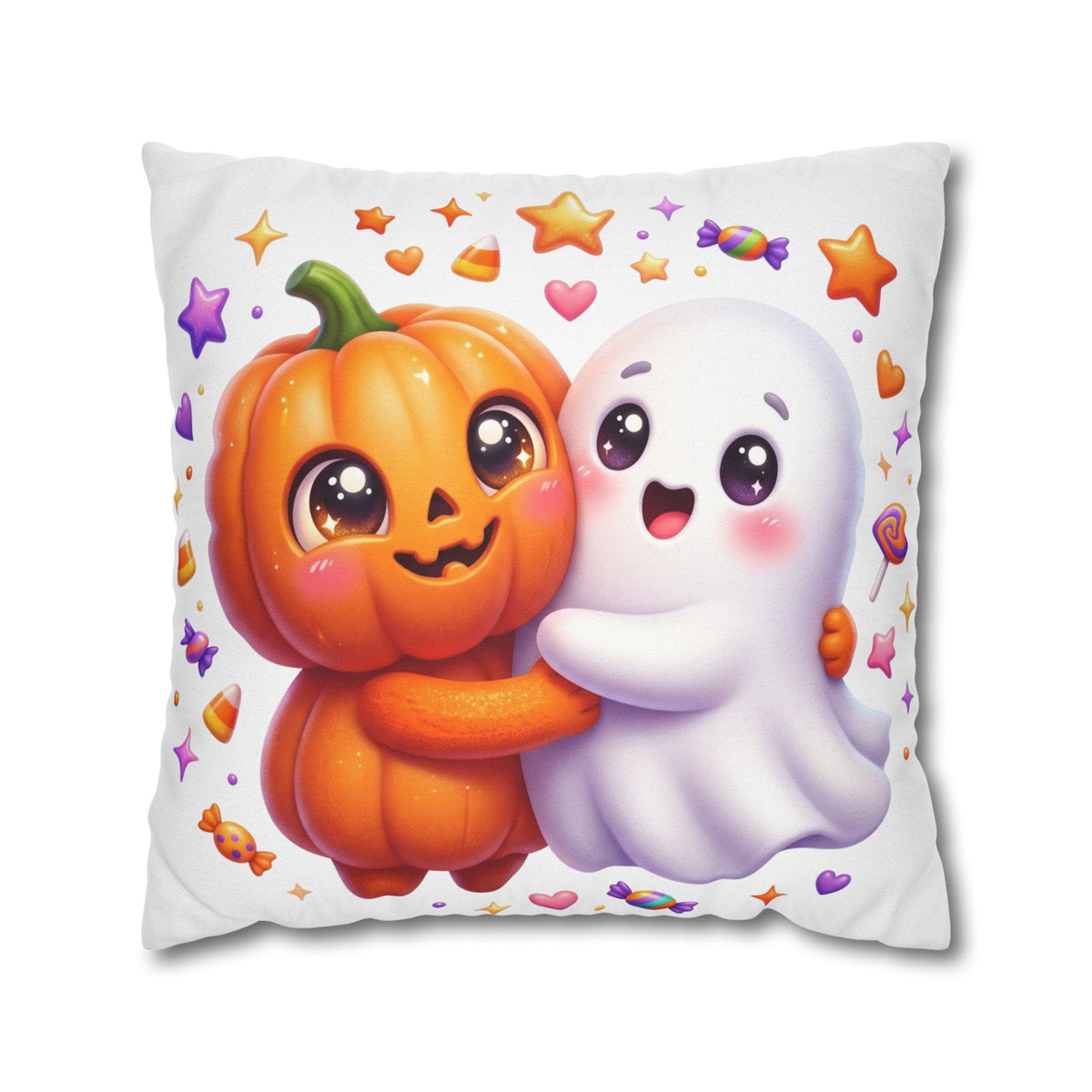 Cute Halloween Pumpkin & Ghost Pillowcase — Spooky Kawaii Decor