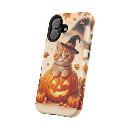 Halloween Kitten Pumpkin Phone Case — Magnetic Impact-Resistant