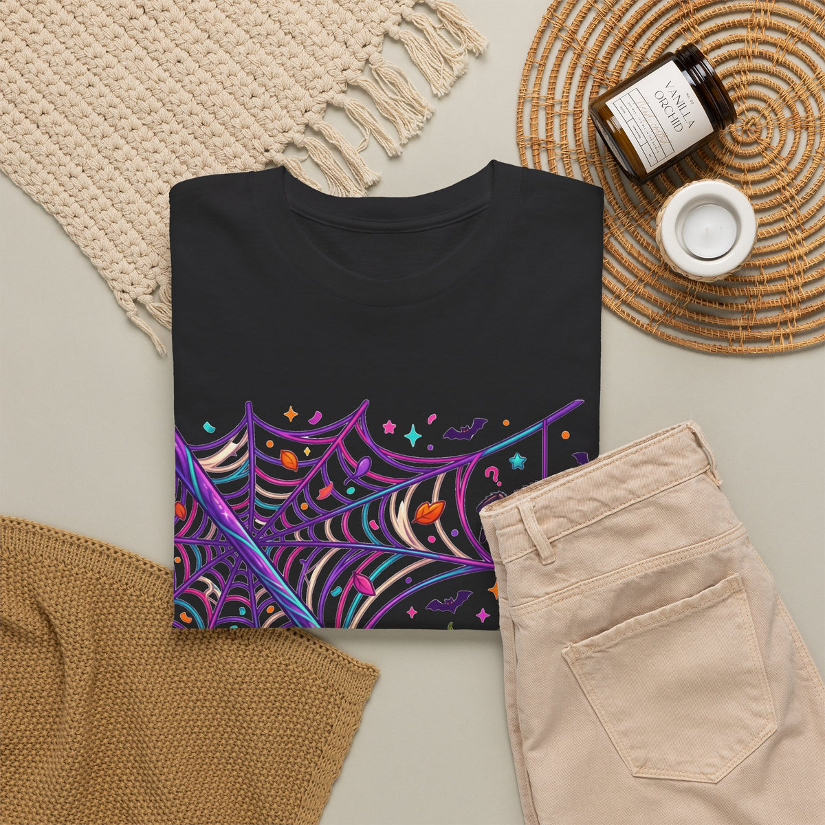 Pumpkin Spider Web Halloween T‑Shirt — Cute Spooky Pumpkin Cartoon Tee