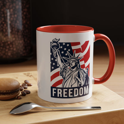 Freedom Statue Accent Coffee Mug — Patriotic Liberty 11/15oz