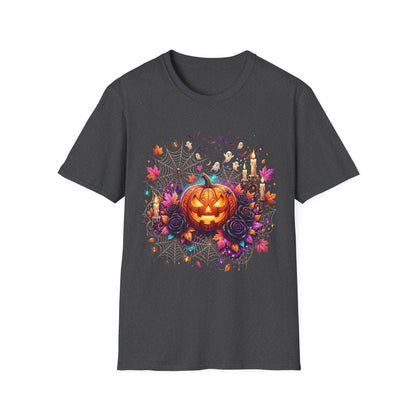 Jack-o'-Lantern Floral Halloween T-Shirt