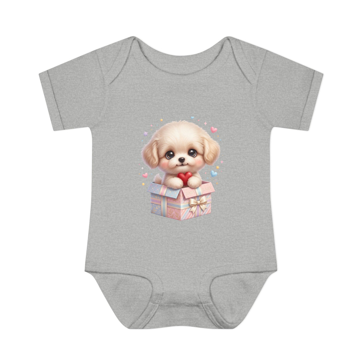 Baby Bodysuit — Cute Puppy in Gift Box Infant Onesie