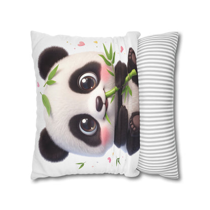 Cute Baby Panda Square Pillowcase — Adorable Bamboo-Eating Plush Decor
