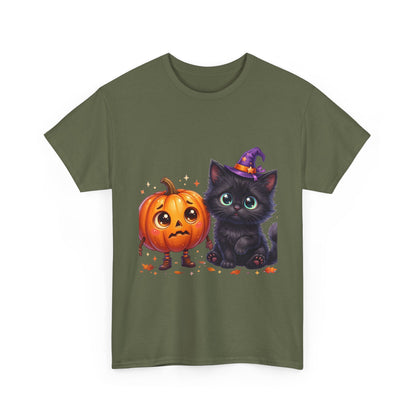 Halloween Black Kitten & Pumpkin T-Shirt