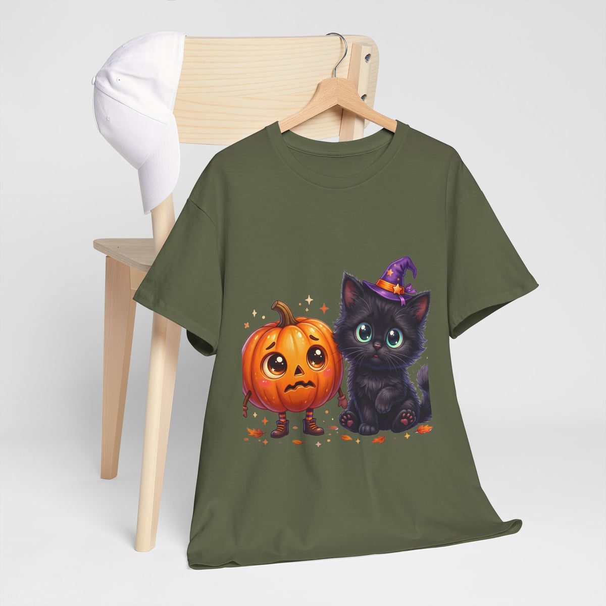 Halloween Black Kitten & Pumpkin T-Shirt