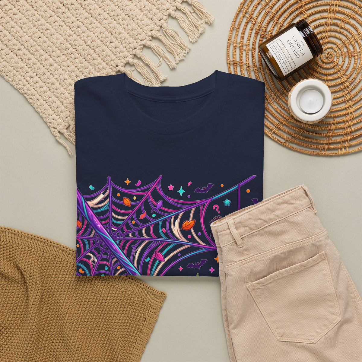 Pumpkin Spider Web Halloween T‑Shirt — Cute Spooky Pumpkin Cartoon Tee