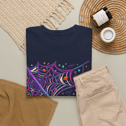 Pumpkin Spider Web Halloween T‑Shirt — Cute Spooky Pumpkin Cartoon Tee