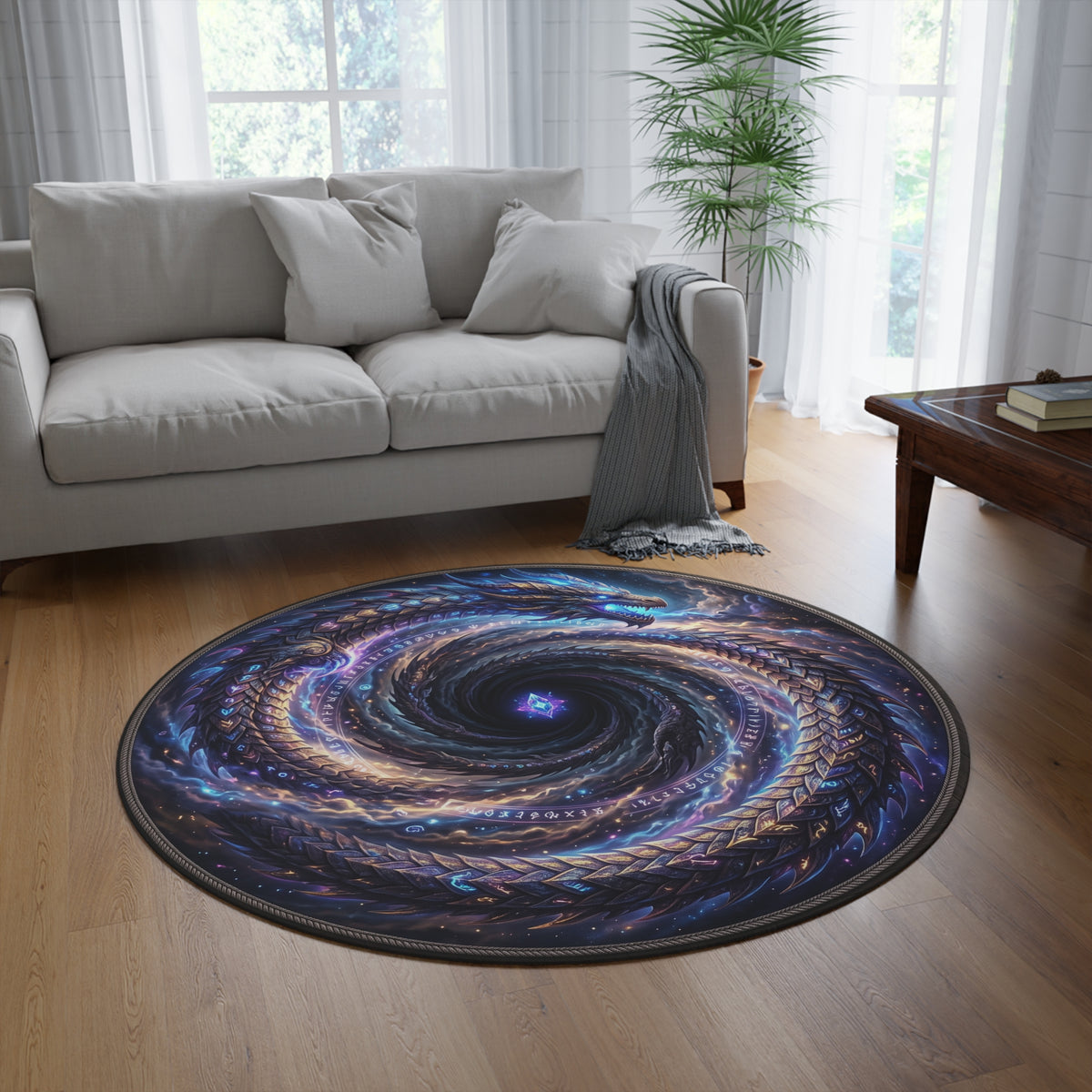 Mystic Spiral Dragon Round Rug